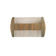 FQ marca al por mayor de madera de sándalo barba peine logotipo personalizado dos lados dientes barba peine portátil barba peine